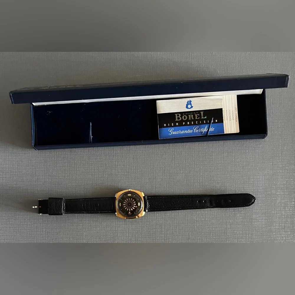 Vintage Ernest Borel Cocktail Watch in 18k Yellow Gold Plated Stainless 1970
